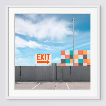 EXIT Limited Edition, 90x90cm framed in White With Ultra Glass