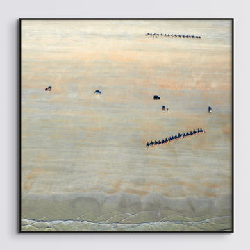 Cable Beach, Broome, 25 x 25cm Framed stretched canvas with black shadow line frame