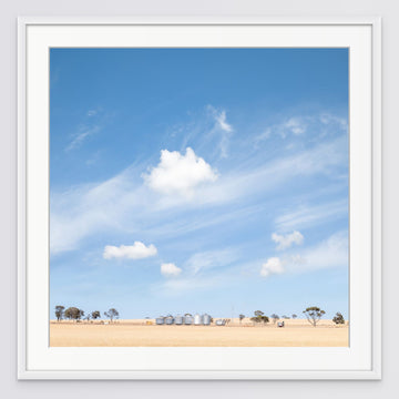 Wheatbelt Farm Land, 100x100cm framed in white