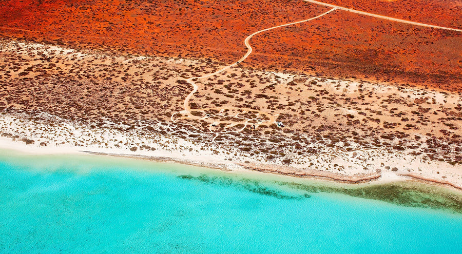 Ningaloo, 25x25cm Framed stretched canvas with White shadow line frame