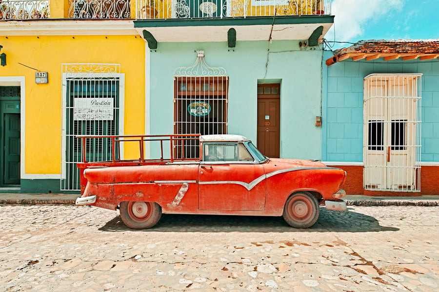 Cuba, 25x25cm Framed stretched canvas with White shadow line frame