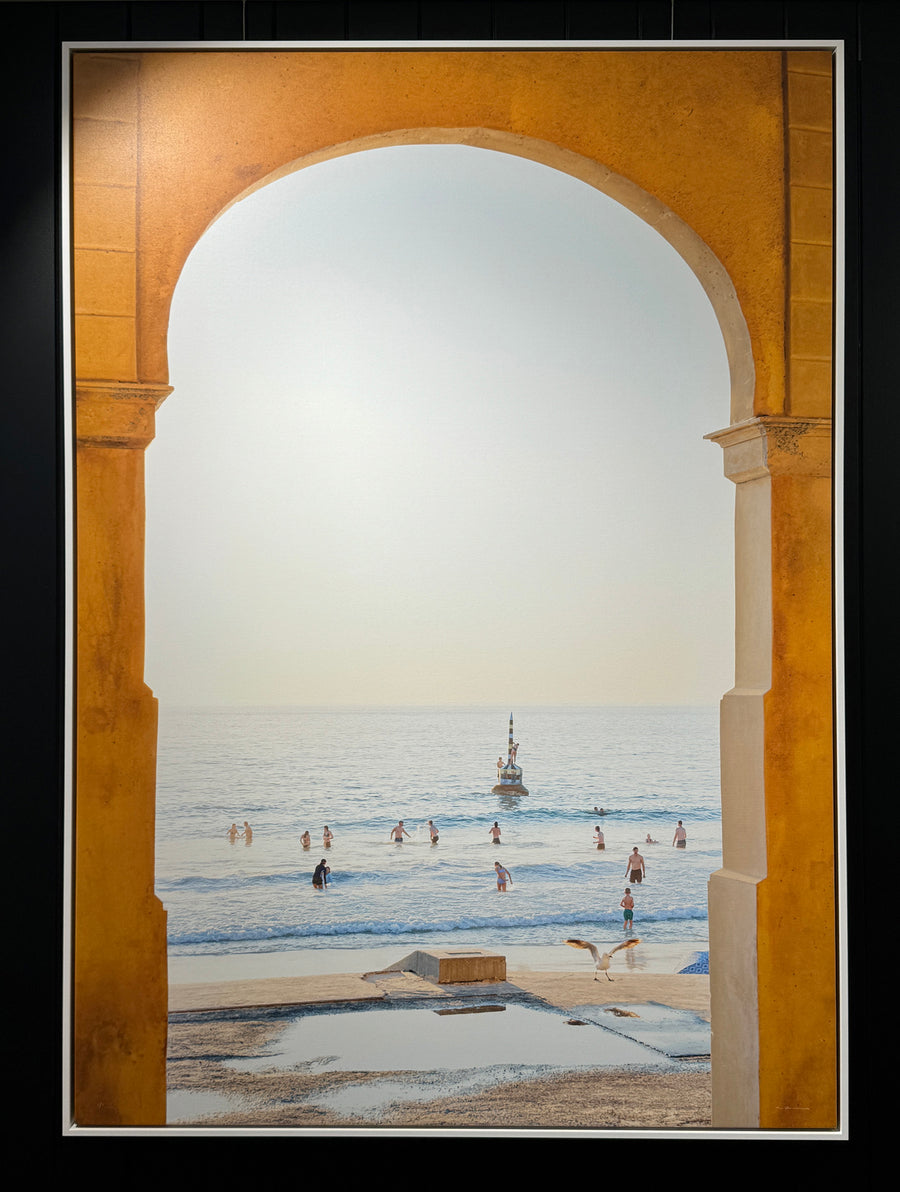 Cottesloe Beach LIMITED EDITION 1/1 100X150CM FRAMED STRETCHED CANVAS WITH white SHADOW LINE FRAME