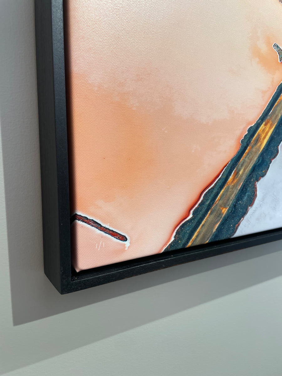 Lake Lefroy, Kambalda Limited Edition 1/1 -  100x100cm Stretched Canvas with ebonised Jarrah Shadow Line Frame