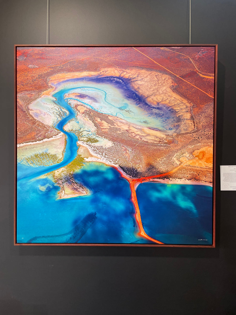 Shark Bay Limited Edition 1/1 - 100x100cm Stretched Canvas with handcrafted Jarrah Timber Frame