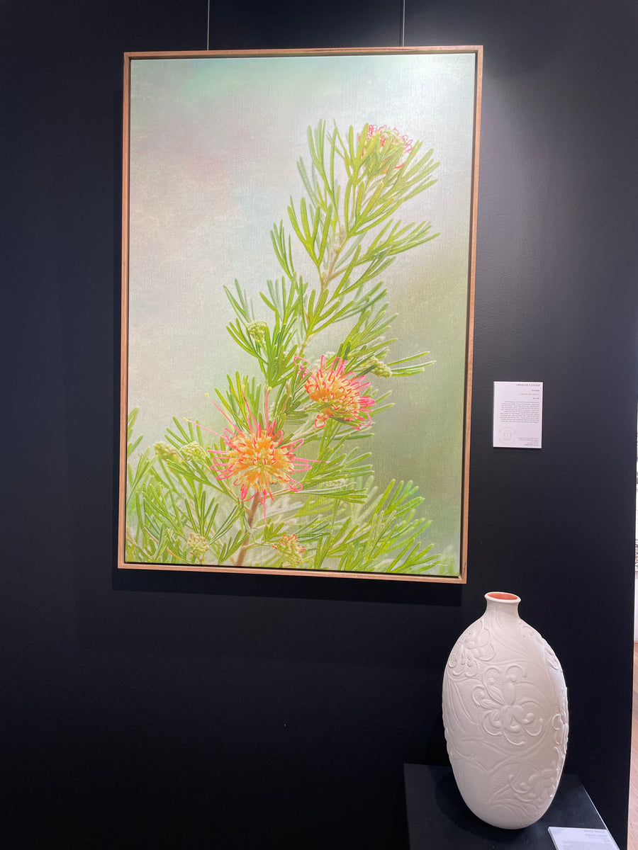 Grevillea Limited Edition 1/1 -  67x100cm Stretched Canvas with handcrafted Marri Timber Frame
