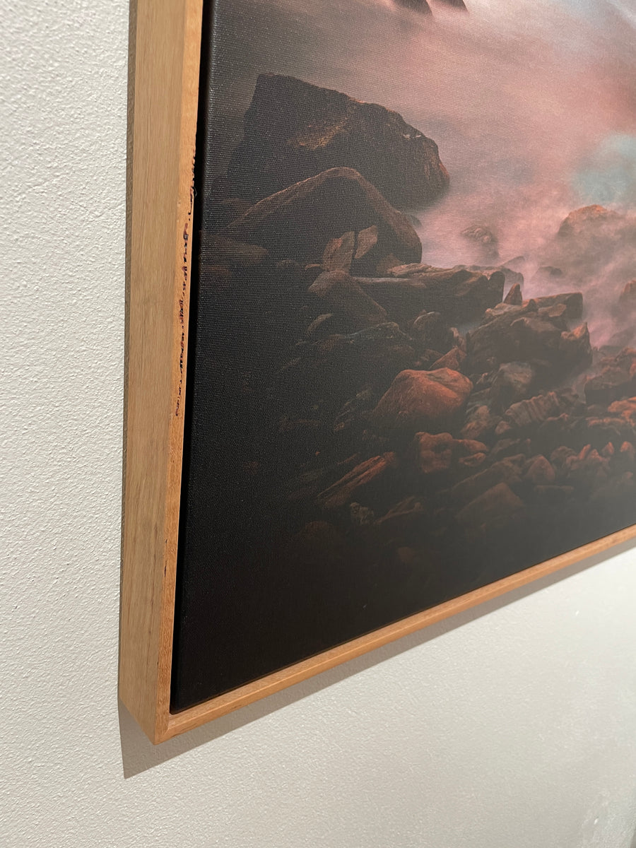 Sugarloaf Rock 115x115cm Stretched Canvas with handcrafted marri shadow line frame