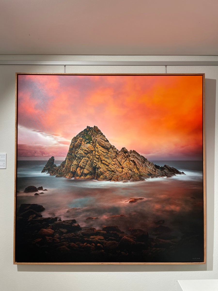 Sugarloaf Rock 115x115cm Stretched Canvas with handcrafted marri shadow line frame