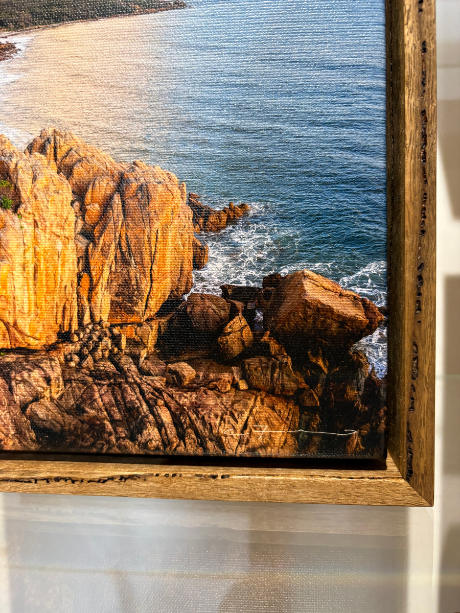 Castle Rock 25x25cm Framed Stretched Canvas with feature marri Shadow Line Frame