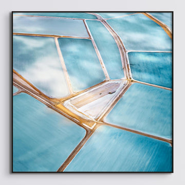 Shark Bay, 25 x 25cm Framed stretched canvas with black shadow line frame