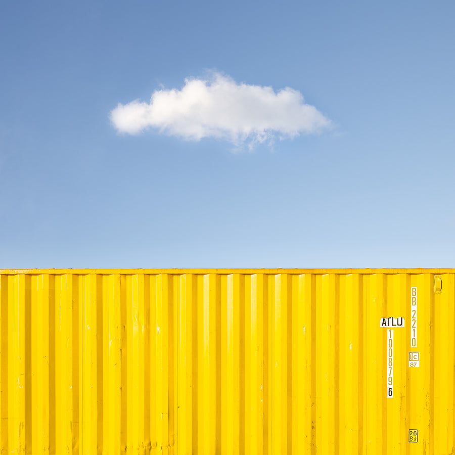 Sea Container and Cloud, Norway - Limited Edition 1/1  60x60cm Stretched Canvas with White Shadow Line Frame