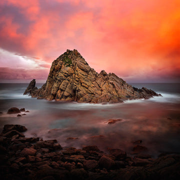 Sugarloaf Rock 115x115cm Stretched Canvas with handcrafted marri shadow line frame