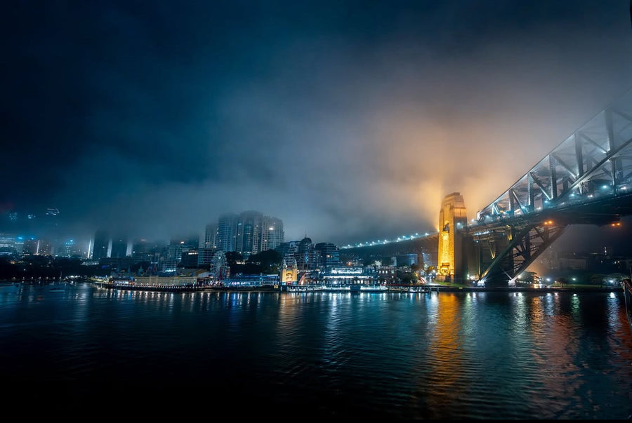 Sydney Harbour Bridge - Limited Edition 67x100cm Stretched Canvas with Handcrafted Ebonised Jarrah Frame