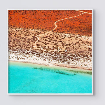 Ningaloo, 25x25cm Framed stretched canvas with White shadow line frame