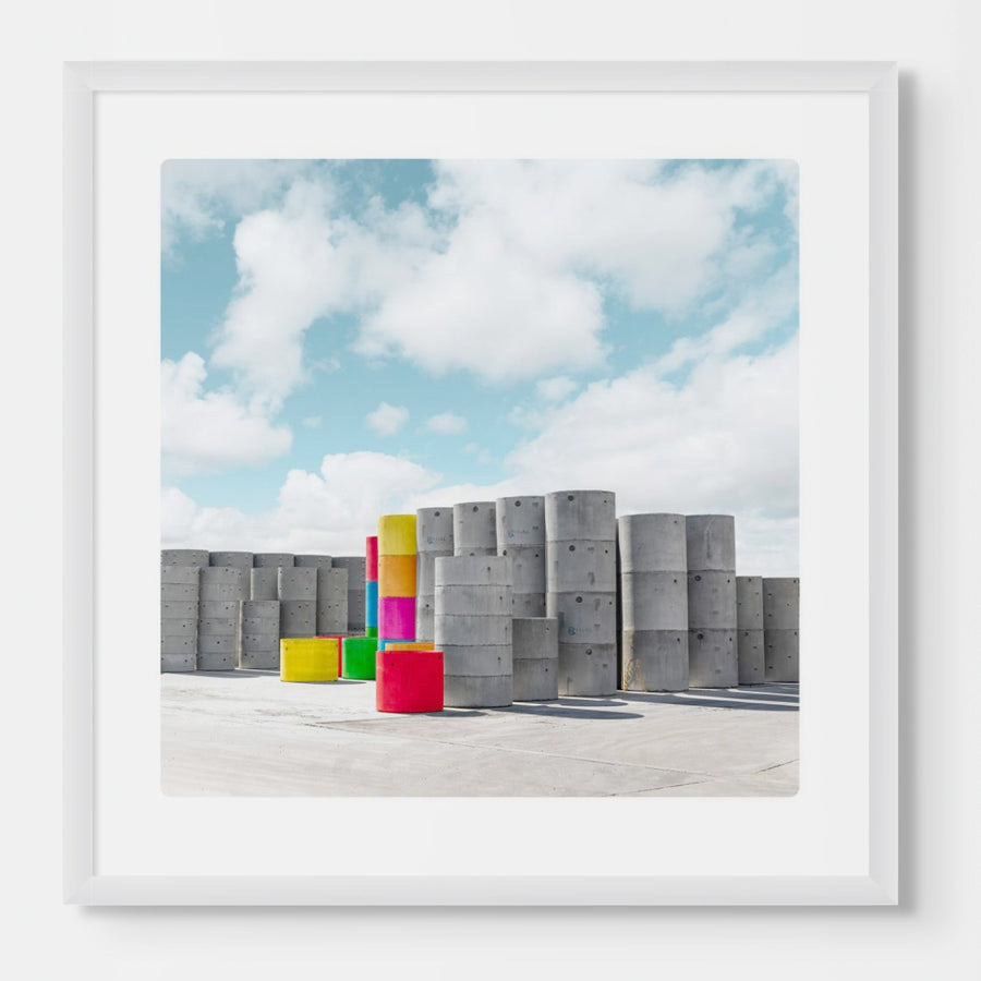 Cement Works, Perth Limited Edition - 69x69cm Framed in White