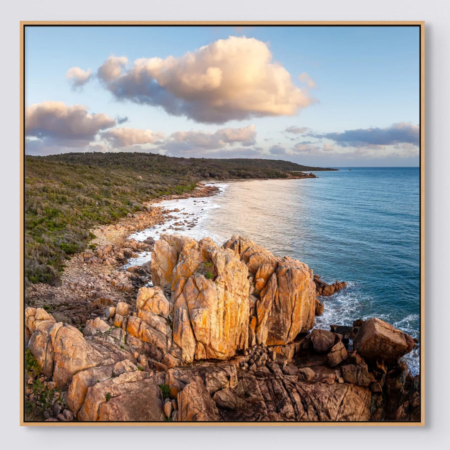 Castle Rock 25x25cm Framed Stretched Canvas with timber Shadow Line Frame