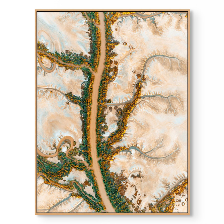 Tidal creek Derby LIMITED EDITION 1/1 67X90CM FRAMED STRETCHED CANVAS WITH TIMBER SHADOW LINE FRAME