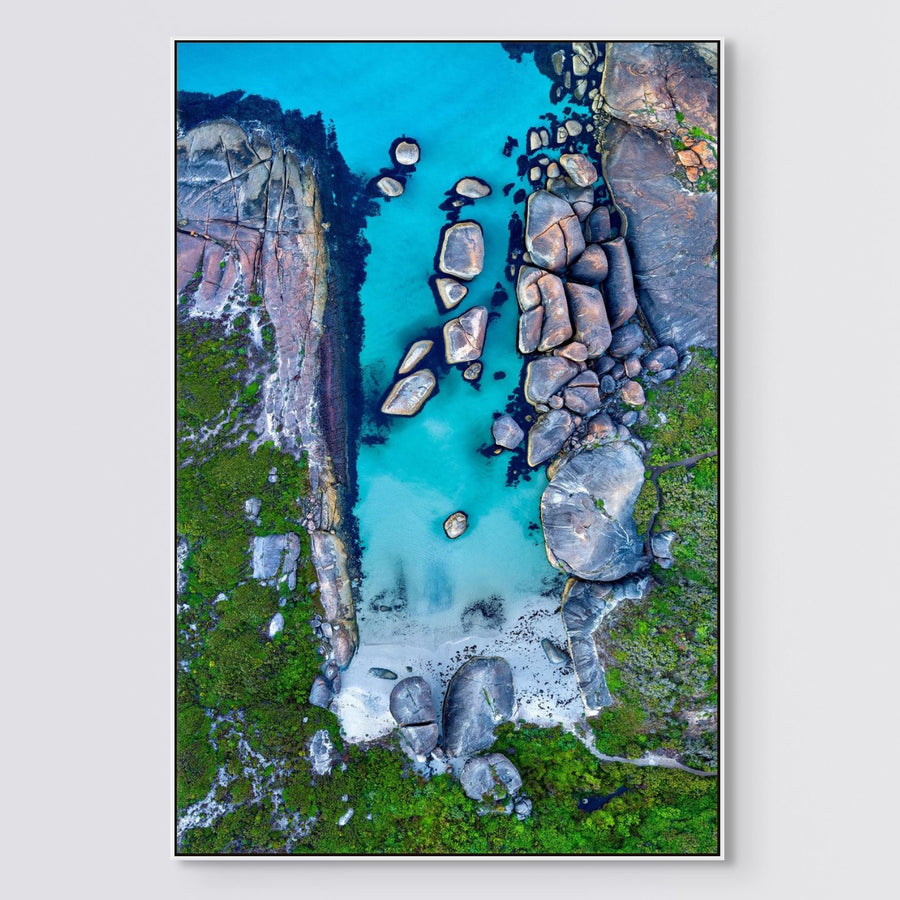 Elephant Rocks, Denmark 67x100cm Face Mount Acrylic with white shadow line frame