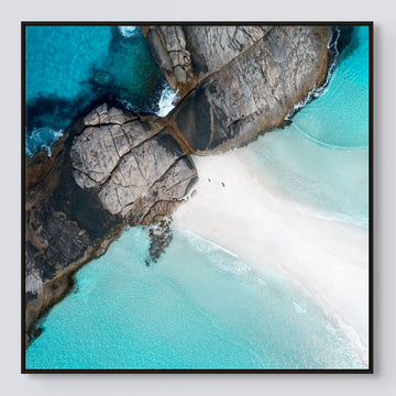 Wylie Beach Esperance 25x25cm Framed stretched canvas with black shadow line frame