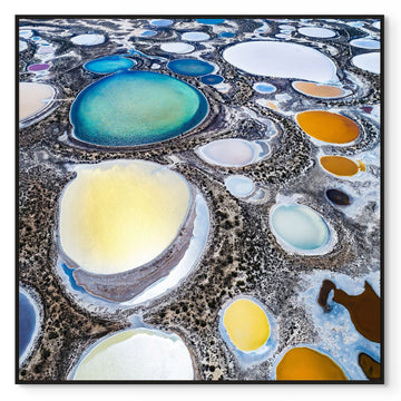Salt Lakes Pithara Limited Edition 1/1 115x115cm Stretched canvas with Black Shadow Line Frame