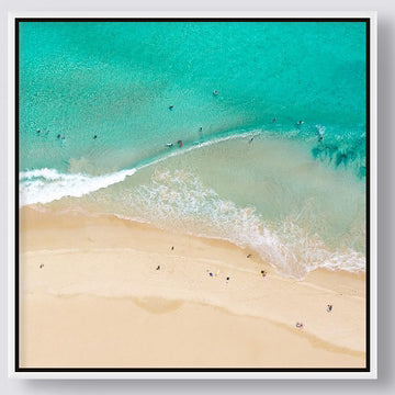 Smiths Beach 25x25cm Framed stretched canvas with white shadow line frame