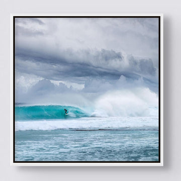 Surf at Yallingup 25x25cm Framed stretched canvas with white shadow line frame