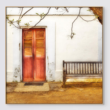 New Norcia 25x25cm Framed stretched canvas with timber shadow line frame