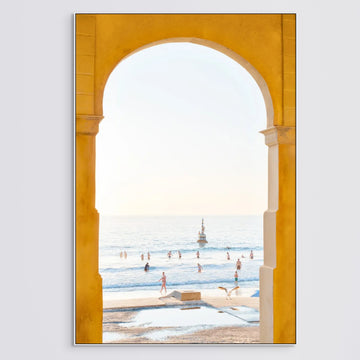 Cottesloe Beach LIMITED EDITION 1/1 100X150CM FRAMED STRETCHED CANVAS WITH white SHADOW LINE FRAME