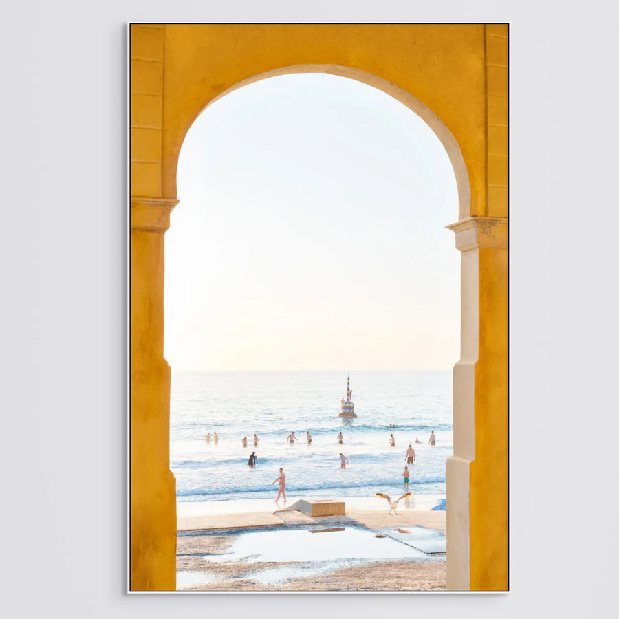 Cottesloe Beach LIMITED EDITION 1/1 100X150CM FRAMED STRETCHED CANVAS WITH white SHADOW LINE FRAME