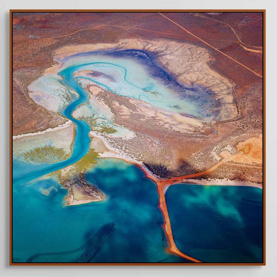 Shark Bay Limited Edition 1/1 - 100x100cm Stretched Canvas with handcrafted Jarrah Timber Frame