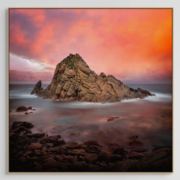 Sugarloaf Rock 115x115cm Stretched Canvas with handcrafted marri shadow line frame