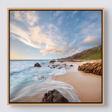 Wyadup Rocks 25x25cm Framed stretched canvas with timber shadow line frame