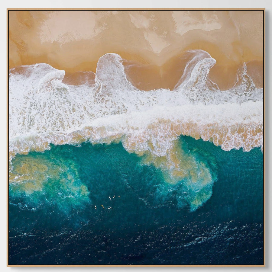 Wyadup Rocks, 25x25cm Framed stretched canvas with oak shadow line frame