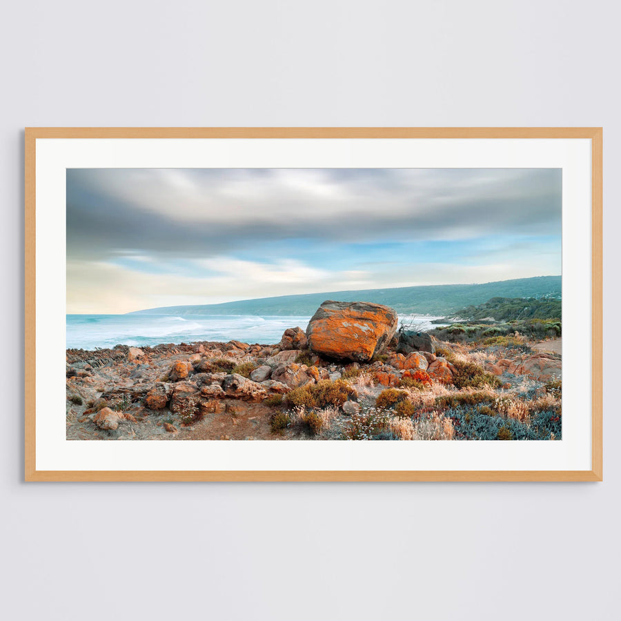 Yallingup Beach 69x125cm framed in Oak with non-reflective glass