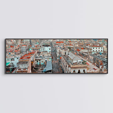 Havana, Cuba Limited Edition 80x240cm stretched canvas with charcoal shadow line frame