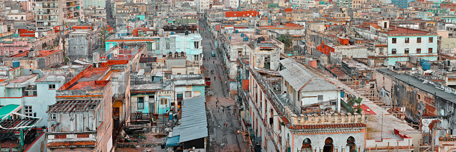 Havana, Cuba Limited Edition 80x240cm stretched canvas with charcoal shadow line frame