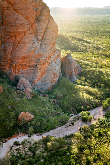 Photograph of Purnululu with dry river bed in foreground