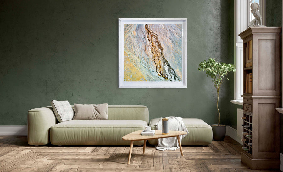 Lithium Mine Exploration - limited edition 1/1 115x115cm Framed in a white Bellini Frame