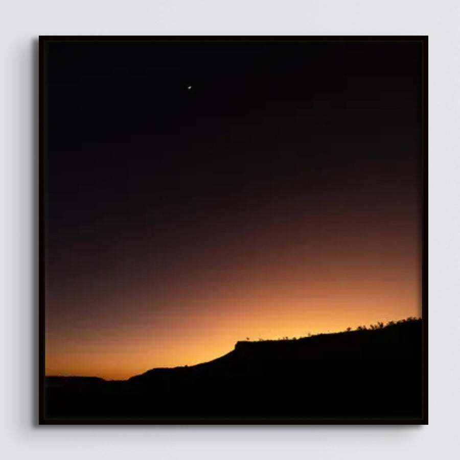 Pilbara sunrise - limited edition 1/1, 79x79cm stretched canvas with black shadow line Framed